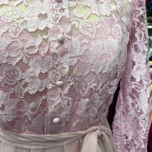 Vintage Miss Elliette California pink lace dress size 6 - Picture 2 of 6
